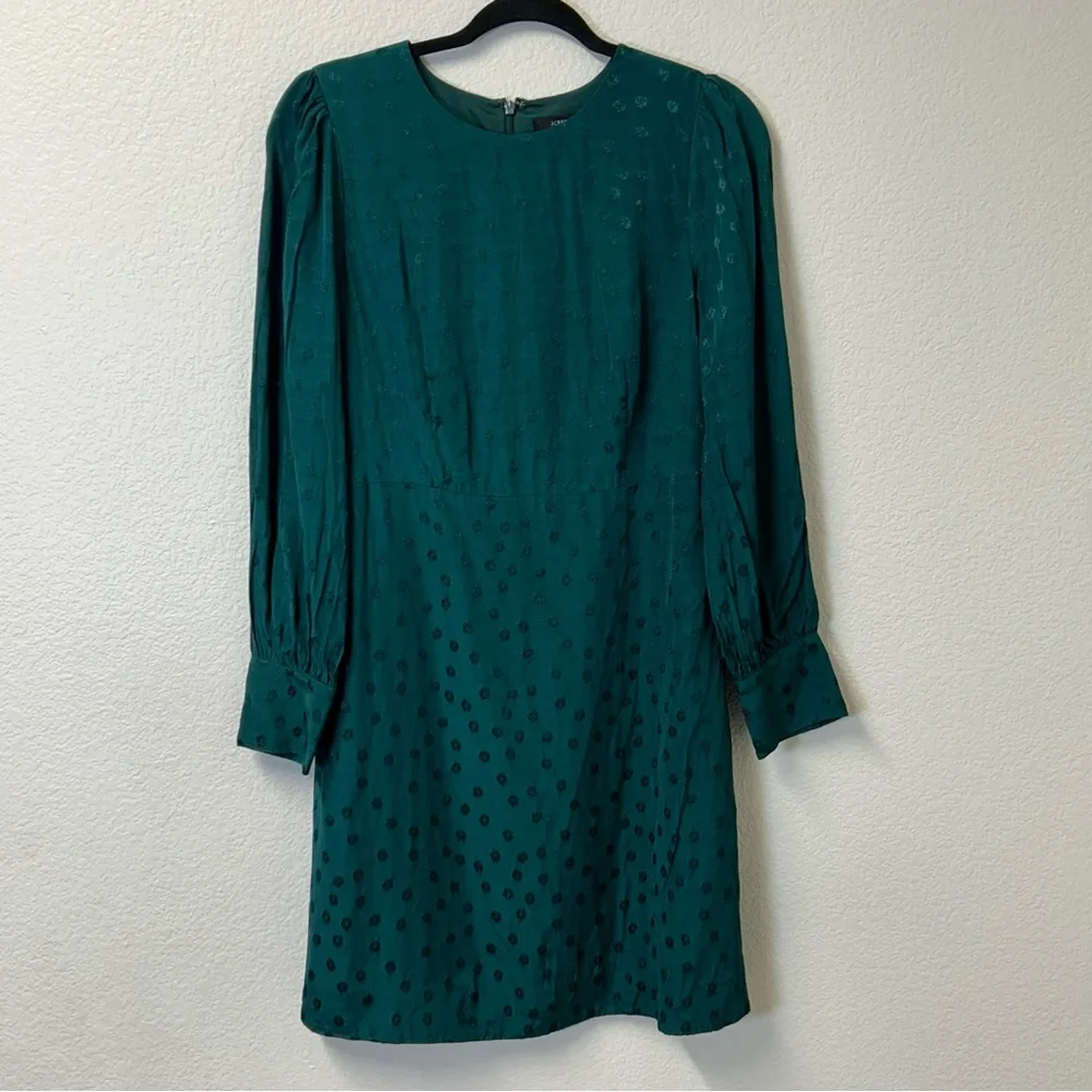 J Crew Green Shift Dress in Jacquard Floral‎ Women’s Size 8